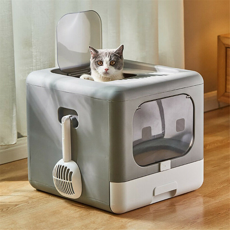 Dextrus Large Enclosed Cat Litter Box With Lid Cover&Litter, 54 OFF